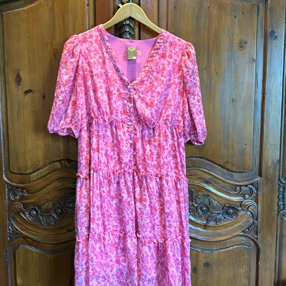 Beautiful floral pink ruffled layers dress